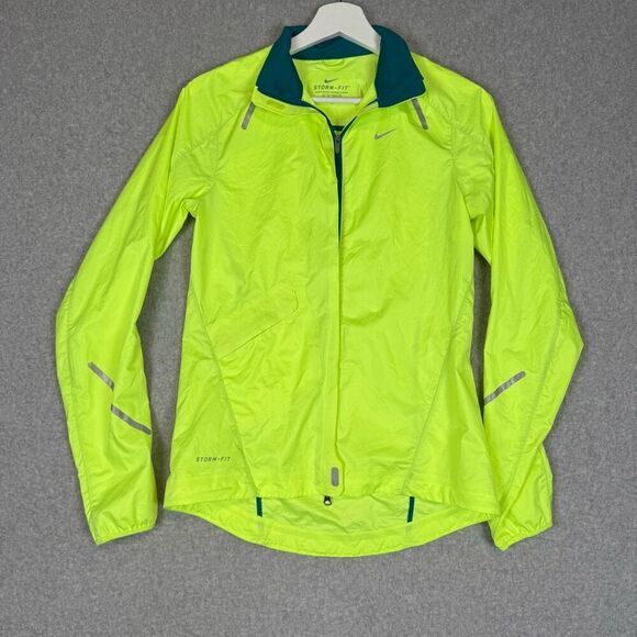 Nike Storm Fit 1 Women's Size XS Neon Yellow Windbreaker Jacket Track Jacket - Picture 1 of 12